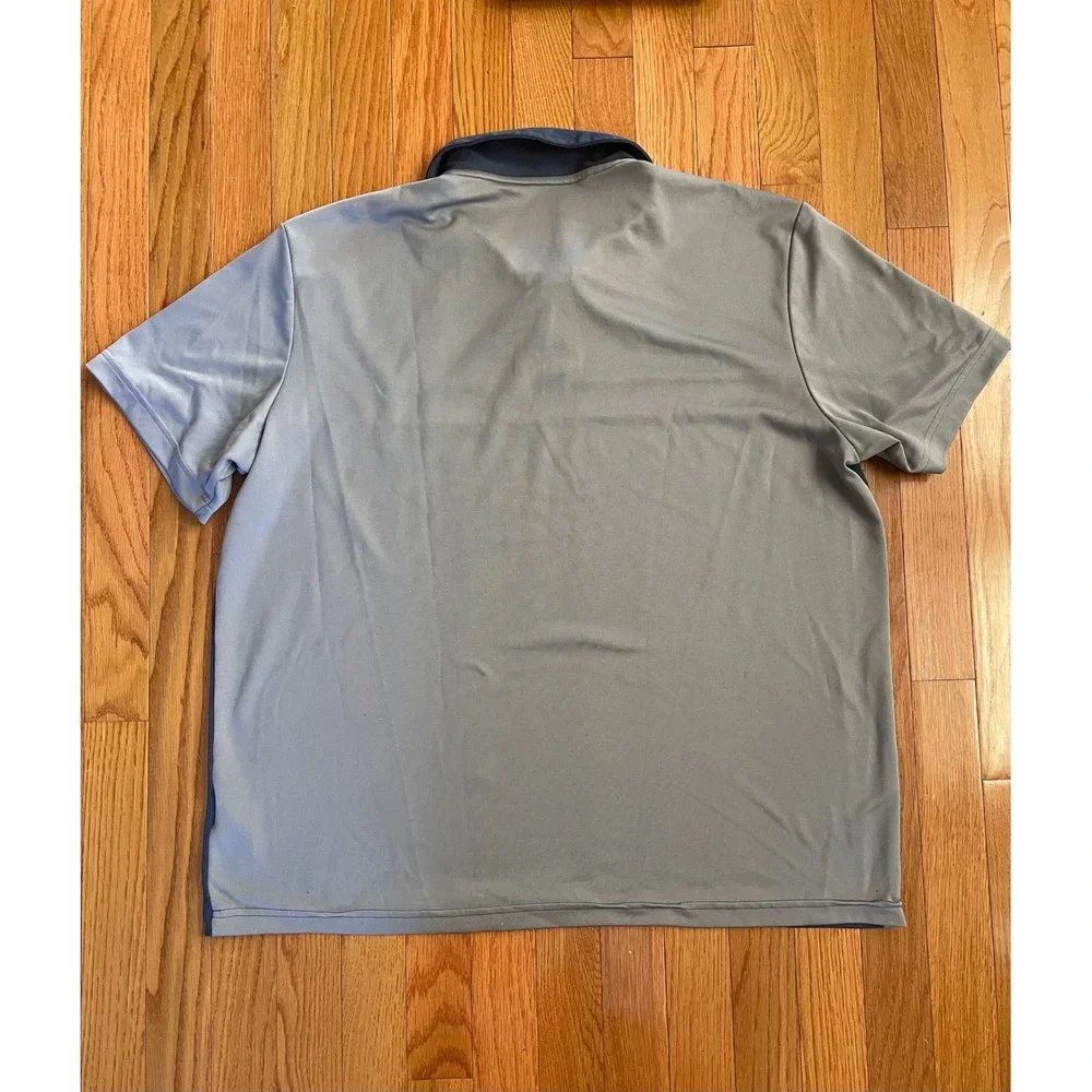 Adidas Mens XL Blue Grey Colorblock Short Sleeve Golf Polo Shirt Athletic Top